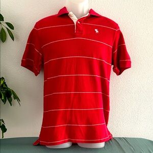 Abercrombie & Fitch Mens Red Striped Polo Shirt